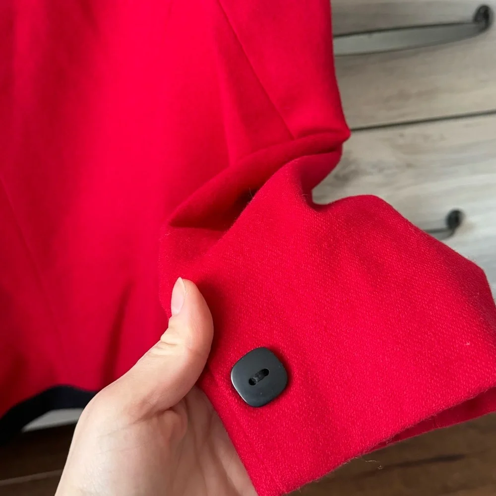 Vintage Red with black detailing blazer , beautiful cut, wool blend Medium-Large - Picture 4 of 6
